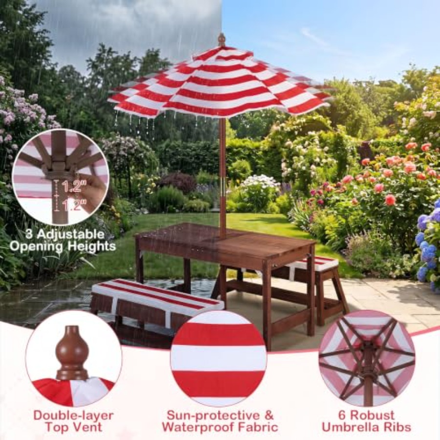Kids Outdoor Umbrella - Meja piknik anak-anak untuk penggunaan di