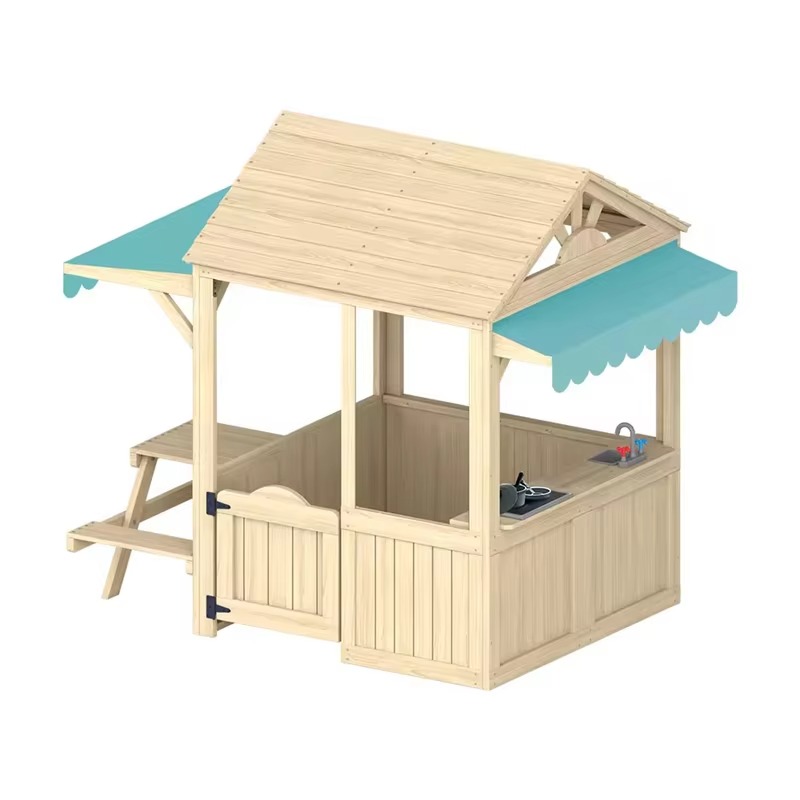 Kids Outdoor House With Kitchen - Rumah Bermain Anak dari Kayu, Rumah