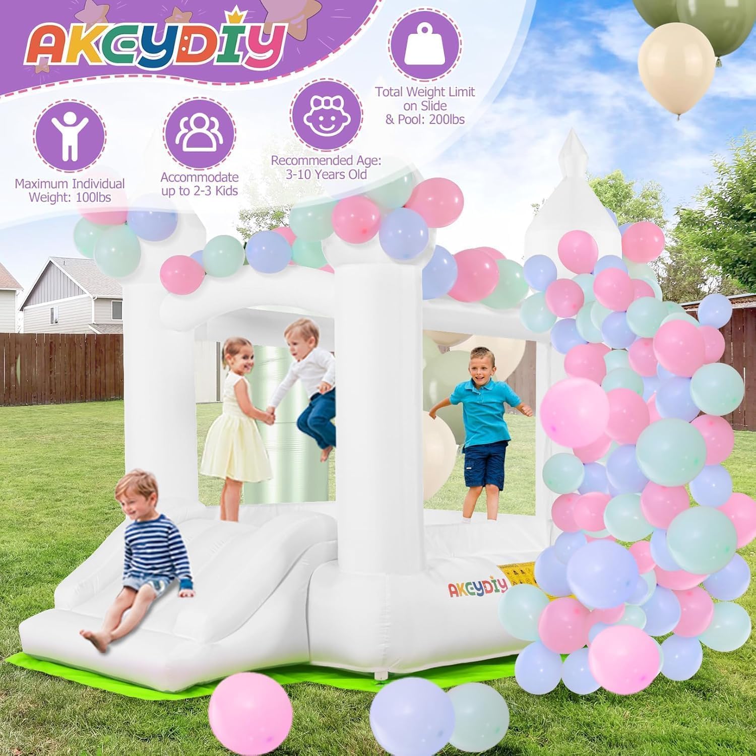 Rumah Loncat Putih untuk Dalam - Kids Outdoor House ulasan dan harga
