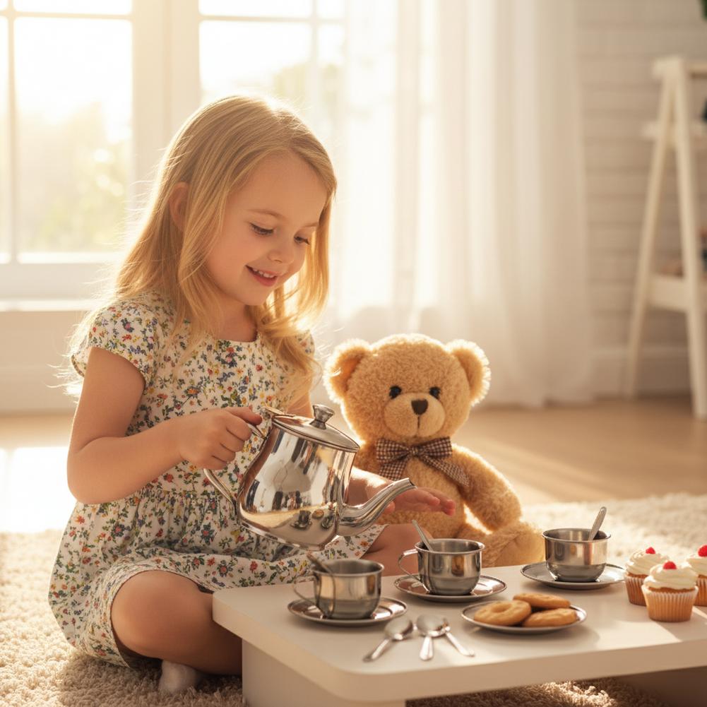 Set Peralatan Makan Teh Stainl - Kids Outdoor House With Kitchen ulasan dan harga
