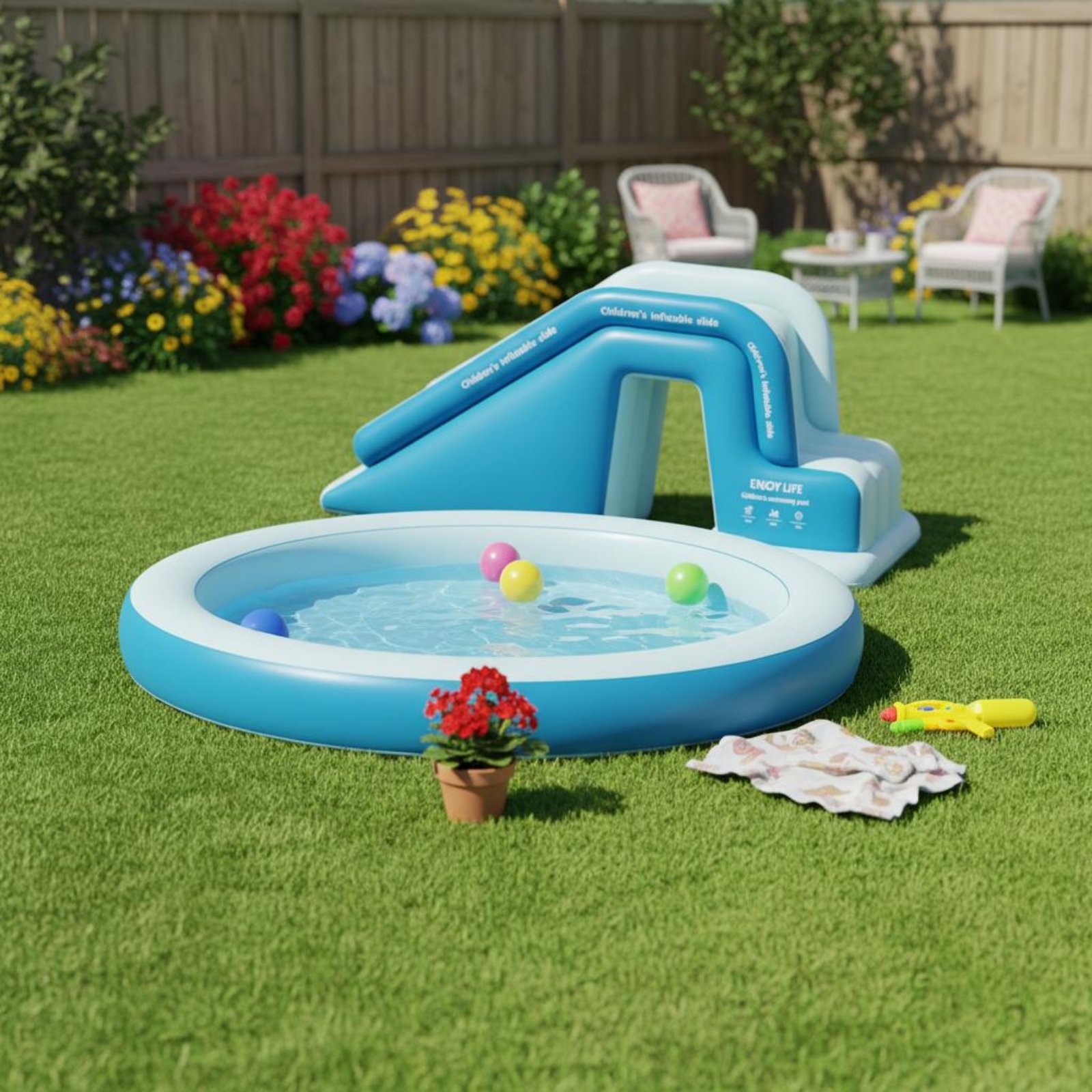 Perosotan Kolam Tiup Lipat, Ta - Kids Outdoor Pool ulasan dan harga