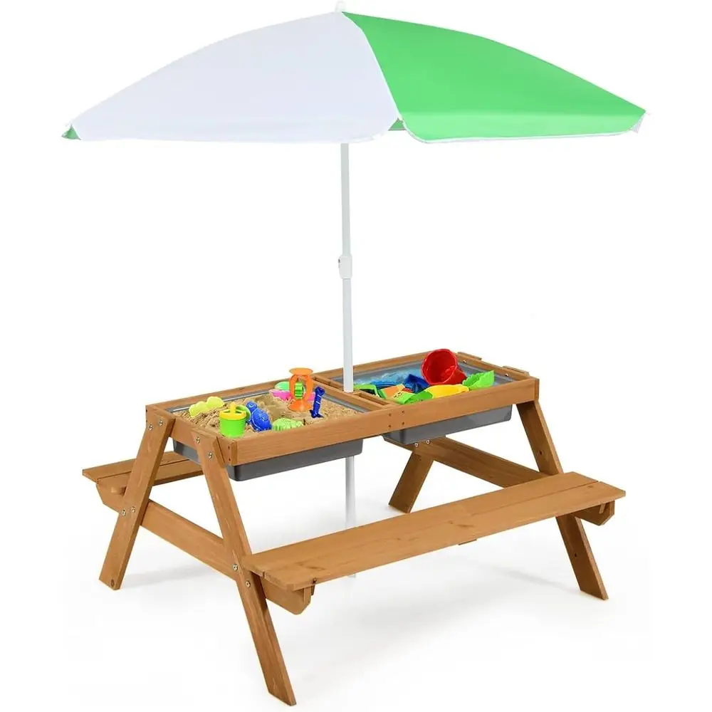 Meja Piknik Kayu 4-in-1 untuk  - Kids Outdoor Umbrella ulasan dan harga