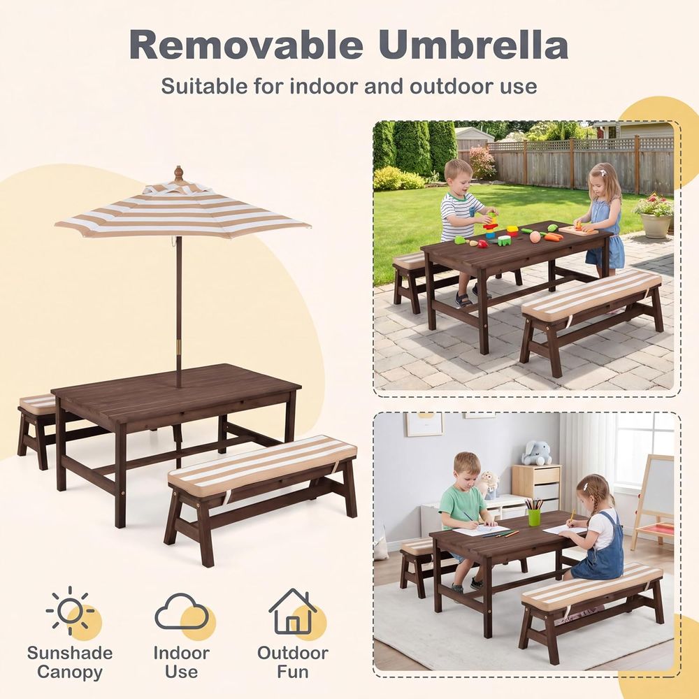 Meja Piknik Anak, Meja Besar 4 - Kids Outdoor Umbrella ulasan dan harga