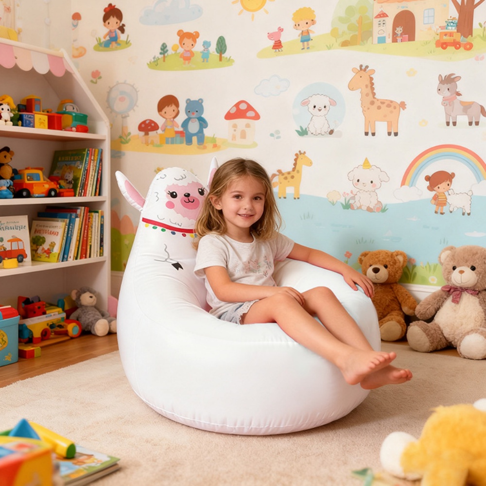 Sofa Tiup PVC Anak Motif Kartu - Kids Outdoor Foldable Chair ulasan dan harga