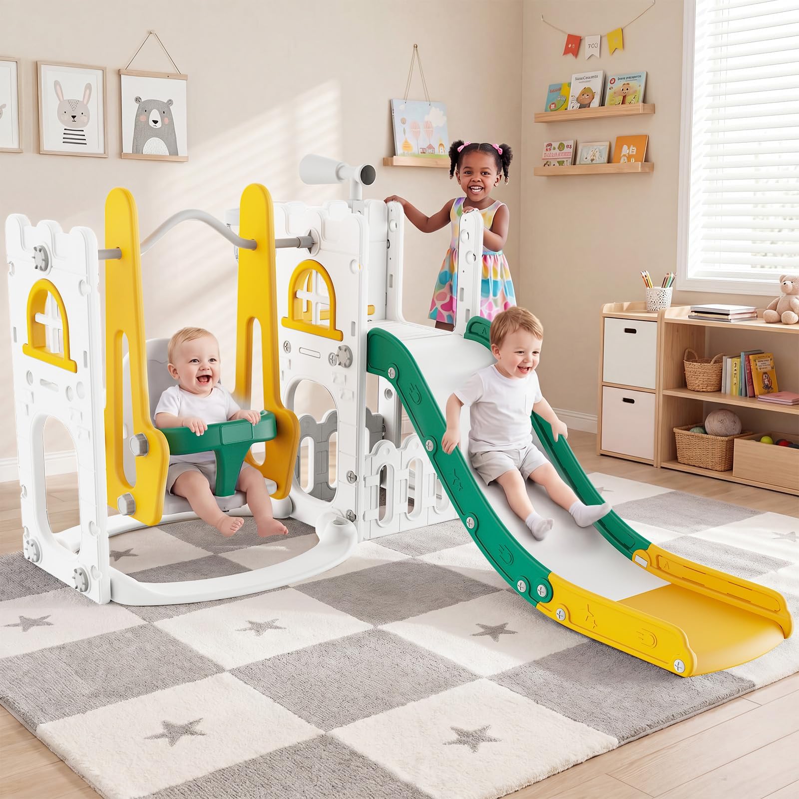 7 in 1 Set Perosotan dan Ayuna - Kids Outdoor Swing Set With Slide ulasan dan harga