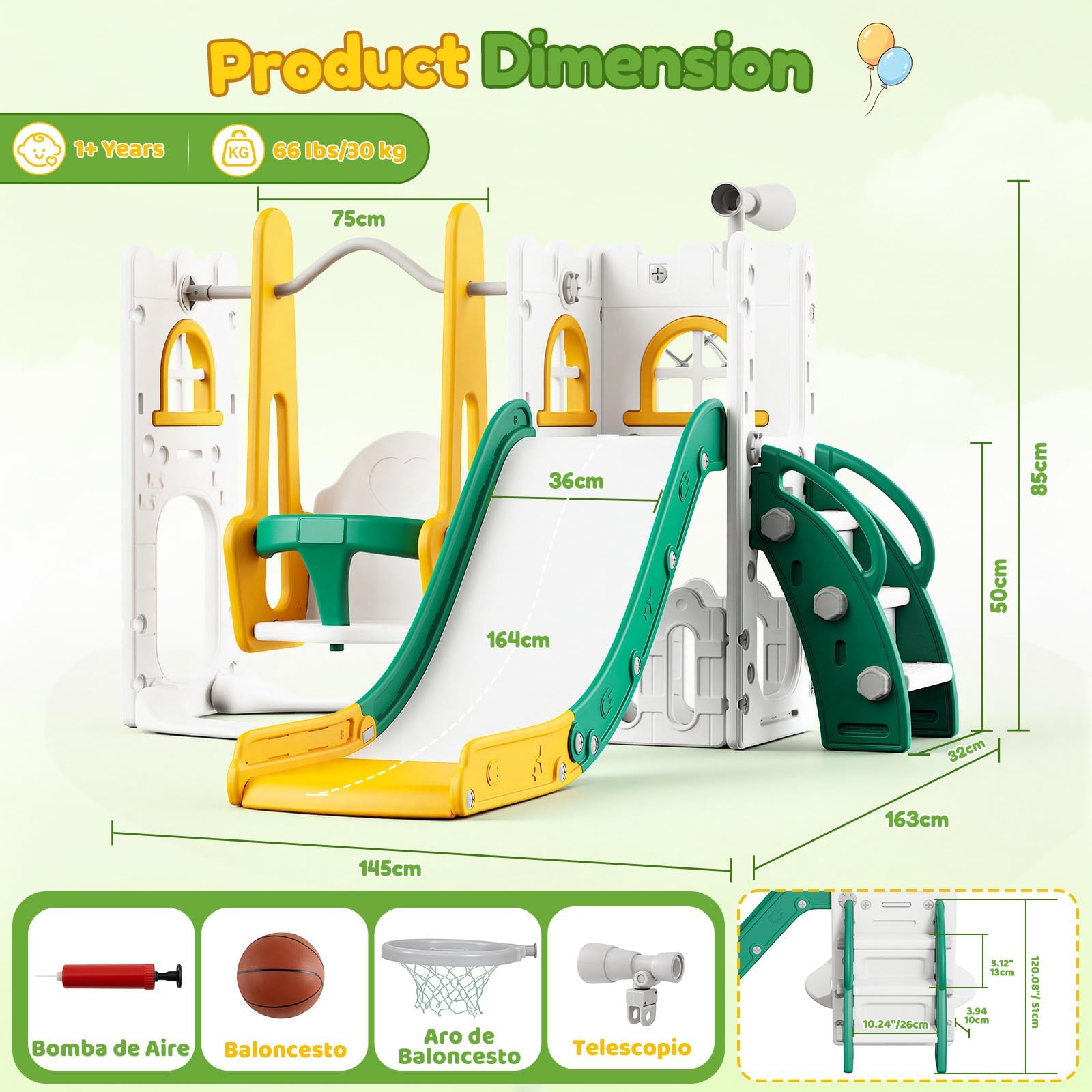 7 in 1 Set Perosotan dan Ayuna - Kids Outdoor Swing Set With Slide ulasan dan harga