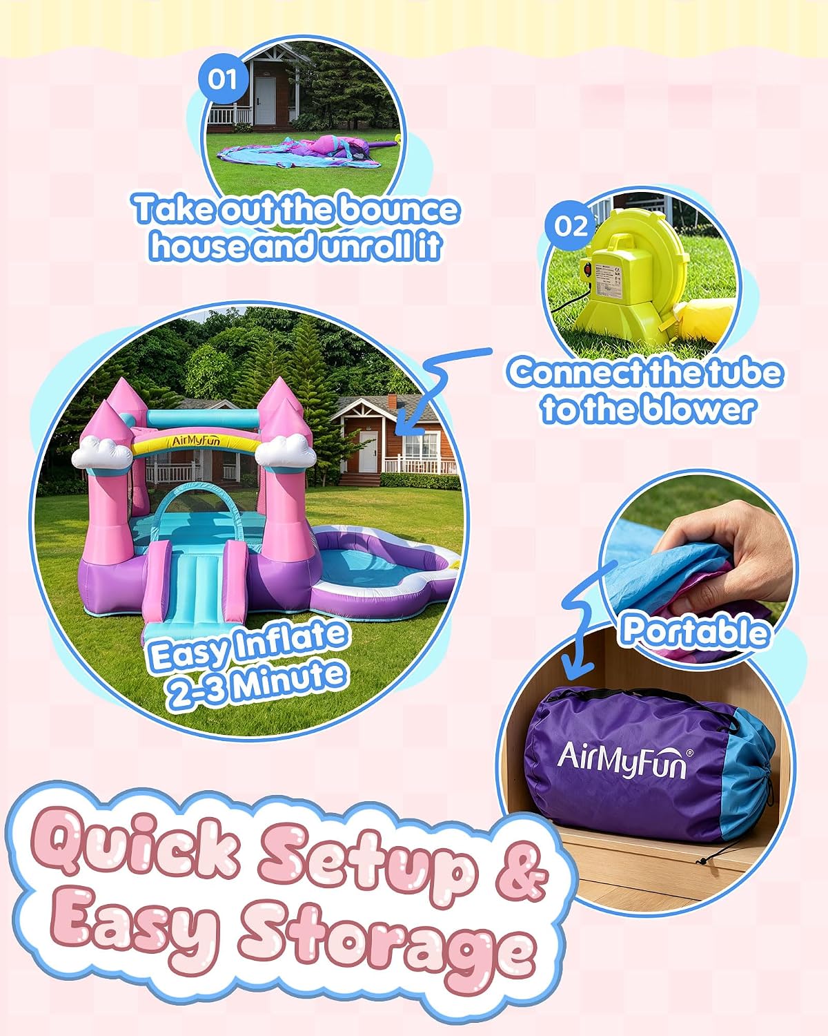 Rumah Loncat Tiup Warna Pink u - Kids Outdoor Pool ulasan dan harga