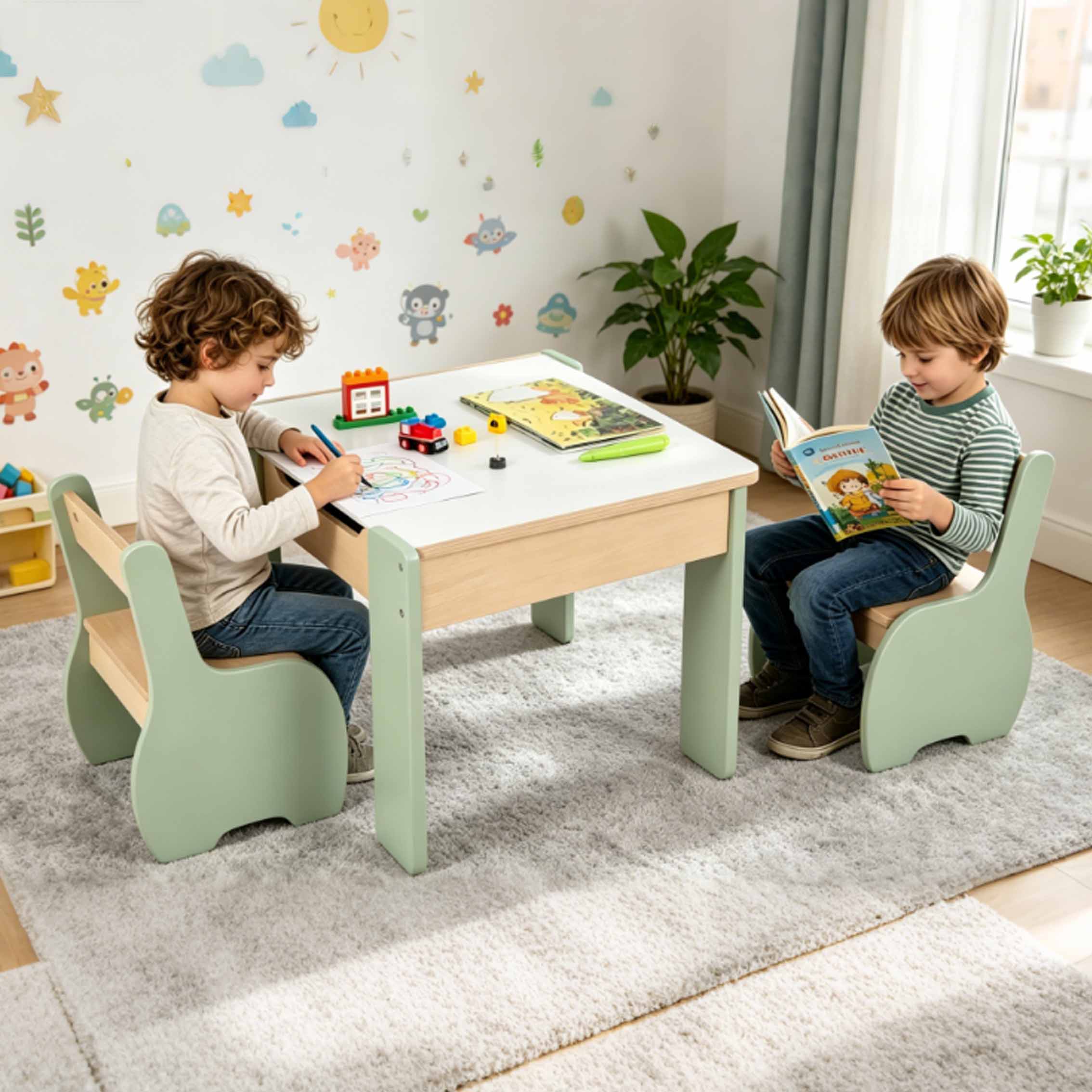 Set Meja dan Kursi Kayu Modern - Kids Outdoor Chair And Table ulasan dan harga