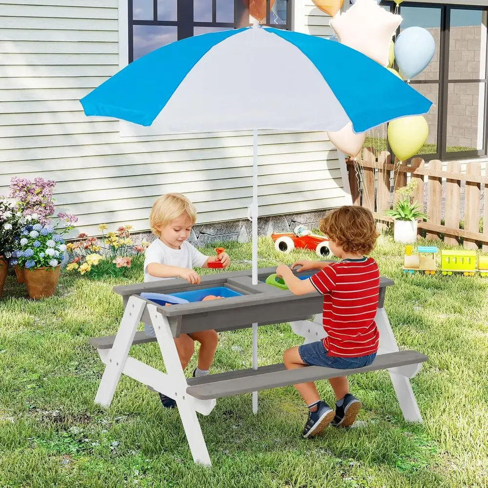 Meja Piknik Kayu 3-in-1 yang D - Kids Outdoor Umbrella ulasan dan harga