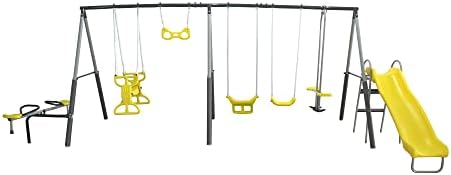 Ayunan Logam Sun Playground A  - Kids Outdoor Swing Set With Slide ulasan dan harga