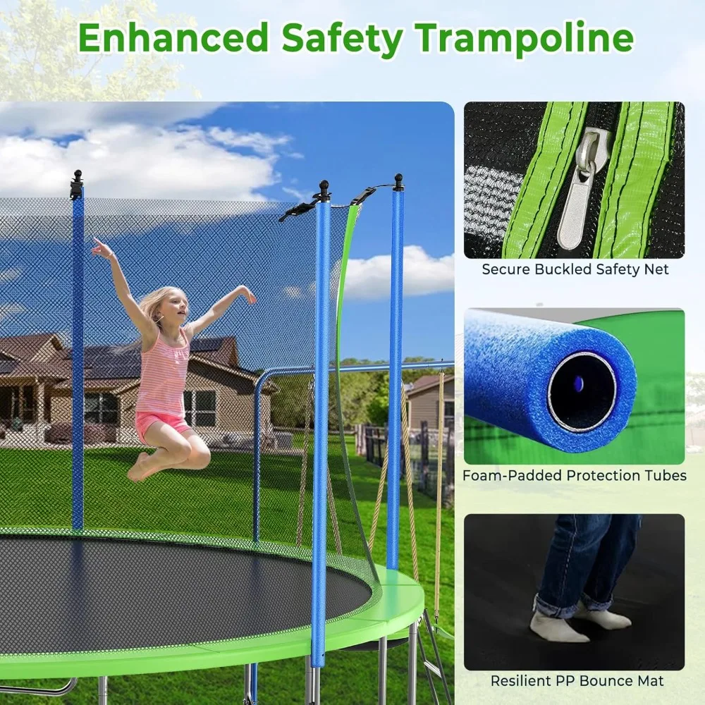Set Trampolin 12-14FT dengan P - Kids Outdoor Swing Set With Slide ulasan dan harga
