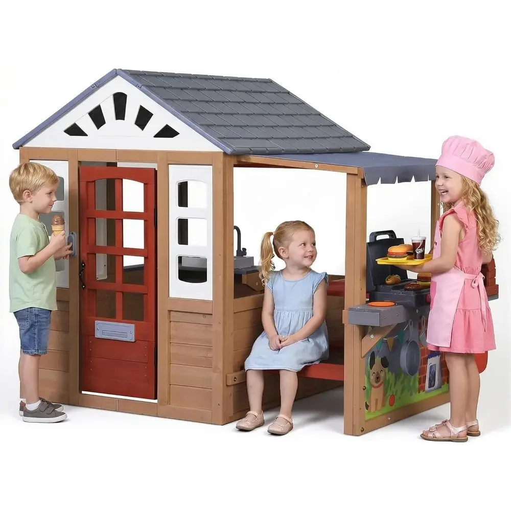 Rumah Mainan Kayu Anak untuk L - Kids Outdoor House With Kitchen ulasan dan harga