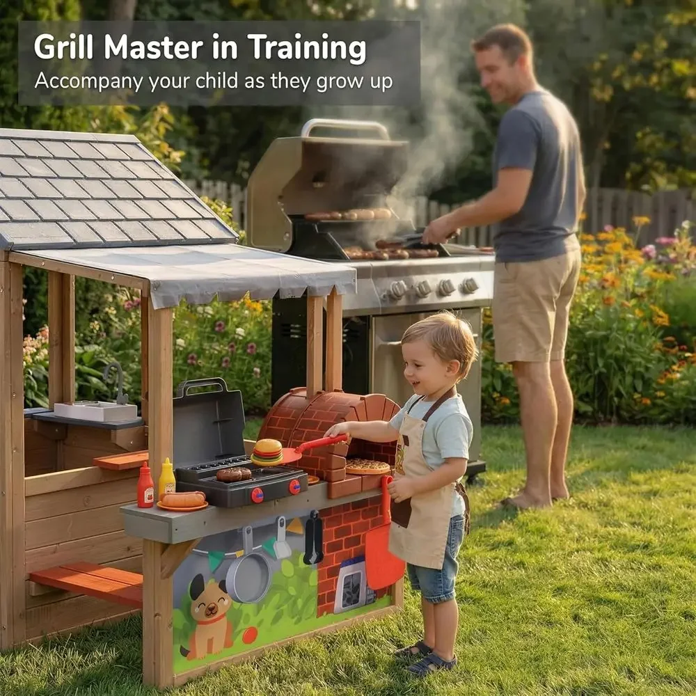 Rumah Mainan Kayu Anak untuk L - Kids Outdoor House With Kitchen ulasan dan harga