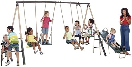 Perlengkapan Bermain Anak Luar - Kids Outdoor Swing Set With Slide ulasan dan harga