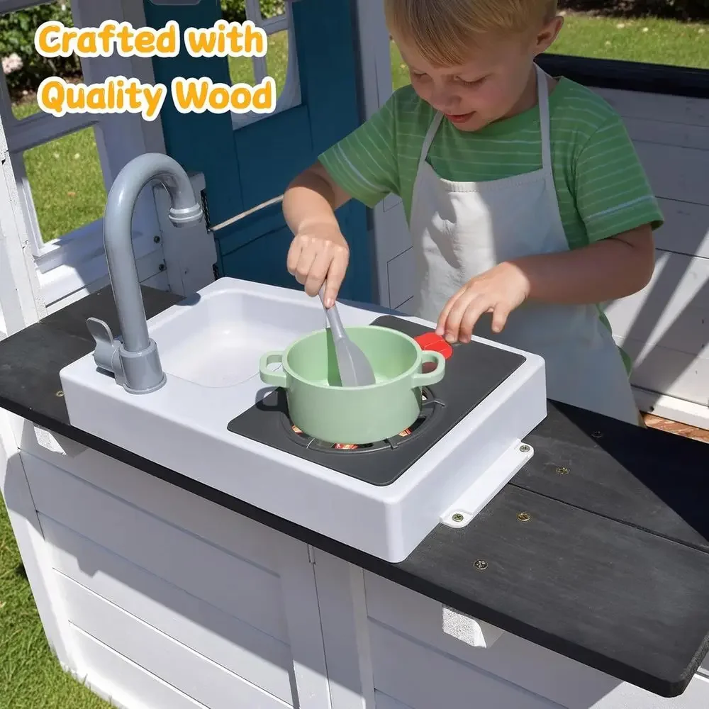 Rumah Mainan Kayu YOE untuk An - Kids Outdoor House With Kitchen ulasan dan harga