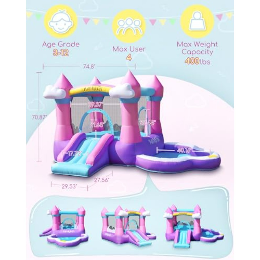 Rumah mainan tiup warna pink u - Kids Outdoor House ulasan dan harga