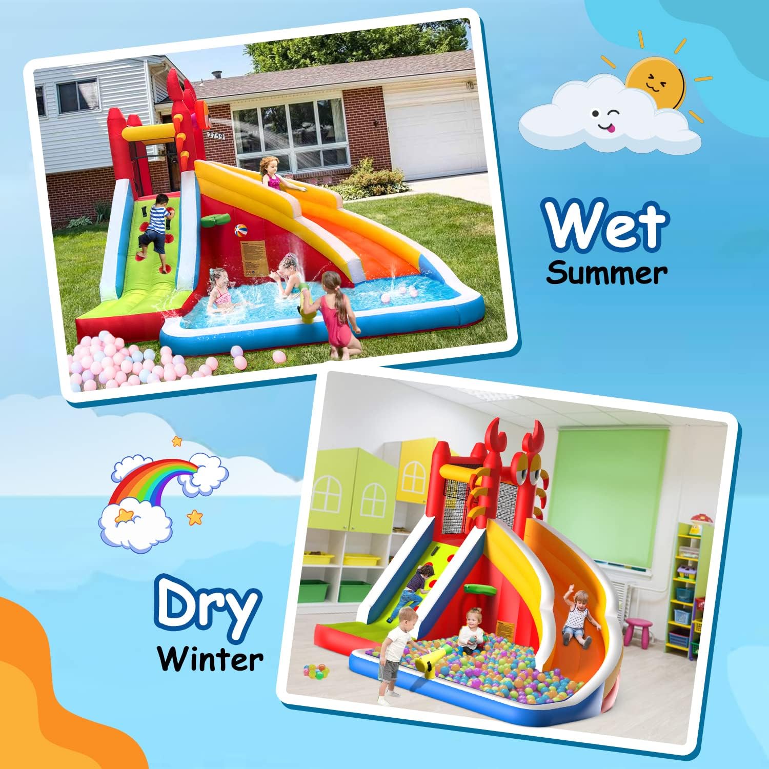 Rumah Loncat Tiup Besar dengan - Kids Outdoor Basketball Hoop ulasan dan harga
