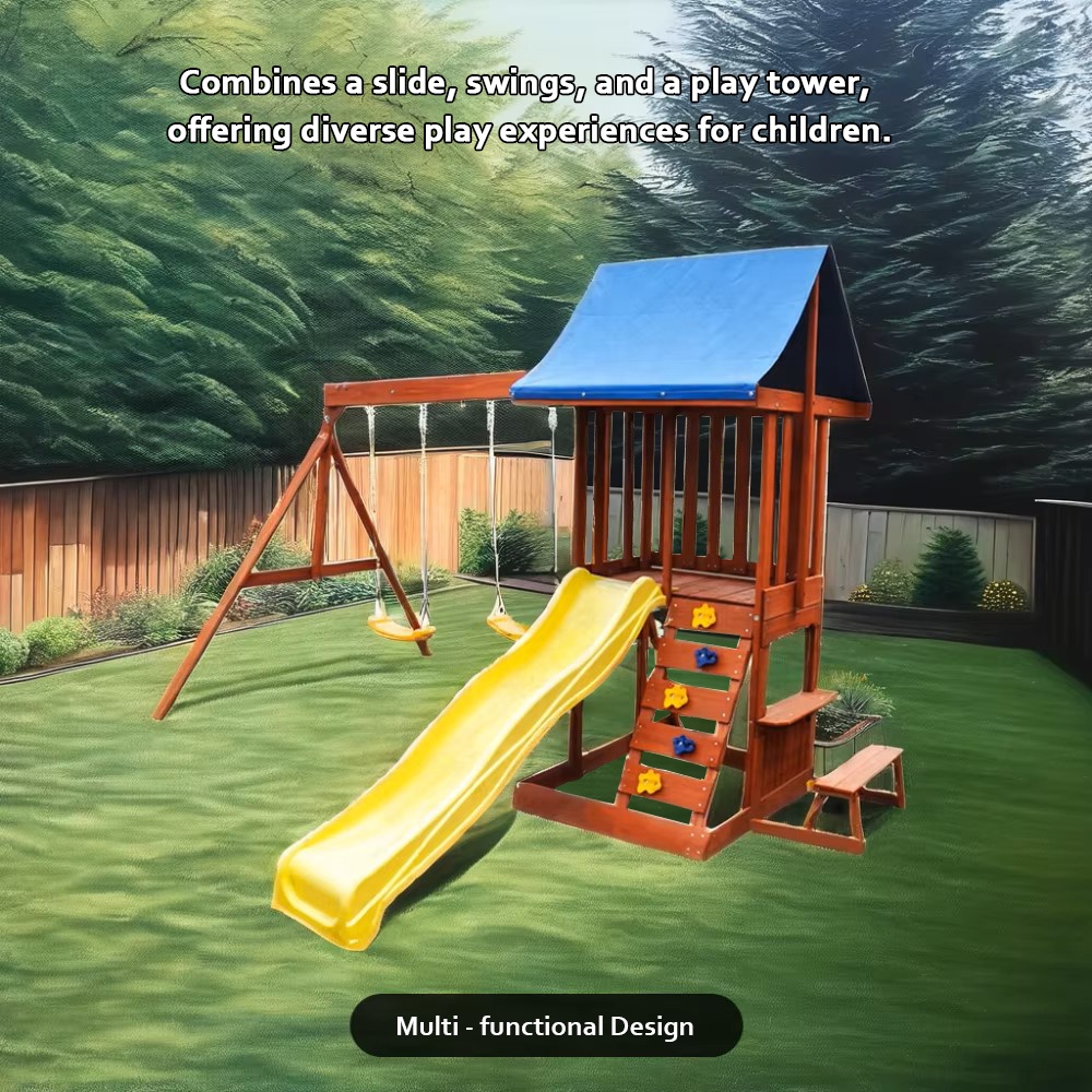 Pusat Bermain - Peralatan Berm - Kids Outdoor Swing Set With Slide ulasan dan harga