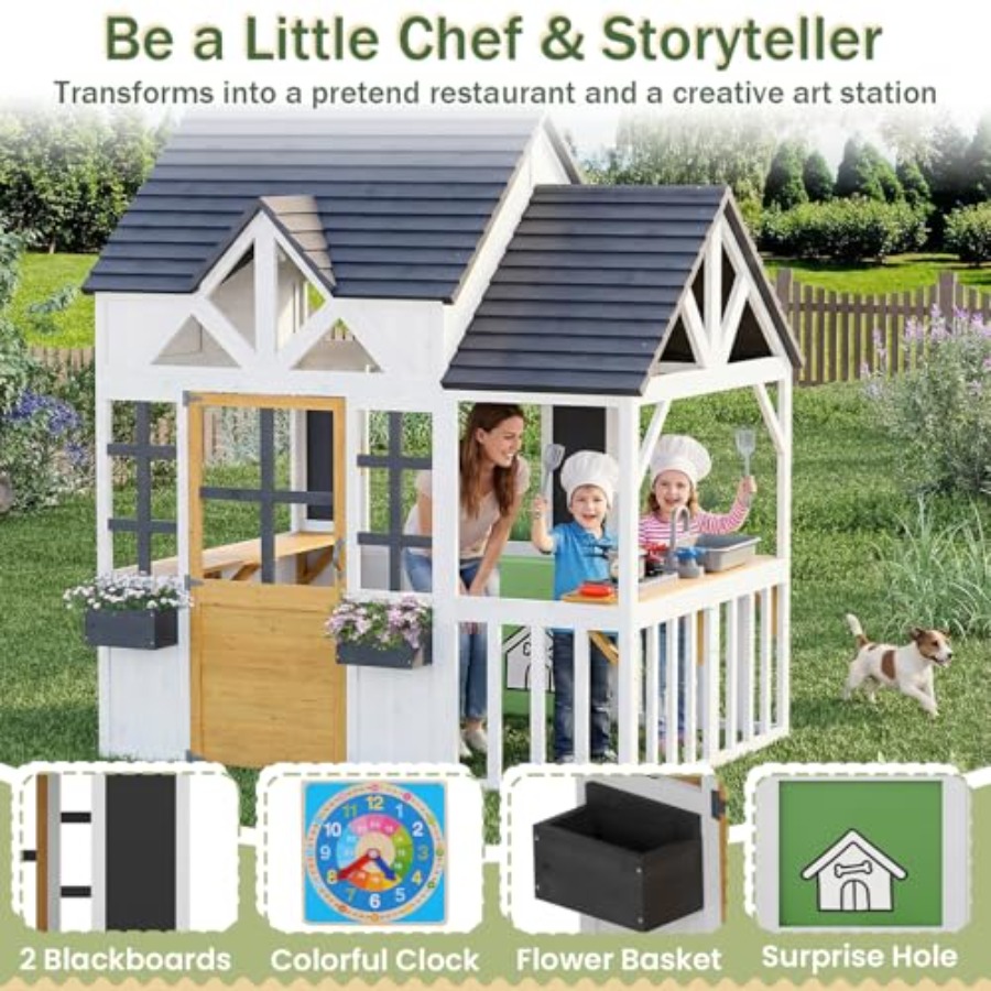 Rumah Bermain Kayu Luar Ruanga - Kids Outdoor House With Kitchen ulasan dan harga