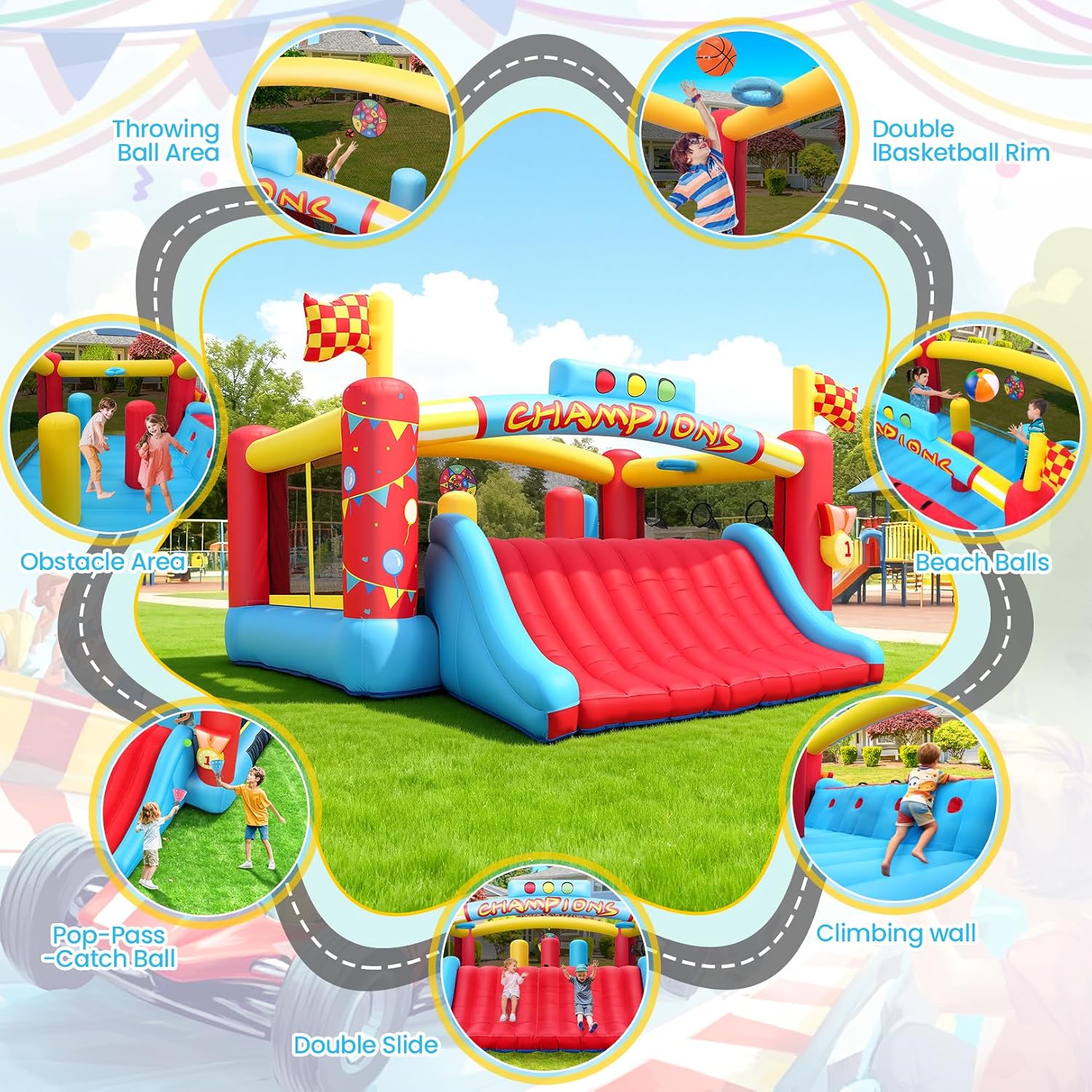 Rumah Loncat Tiup Besar untuk  - Kids Outdoor Basketball Hoop ulasan dan harga