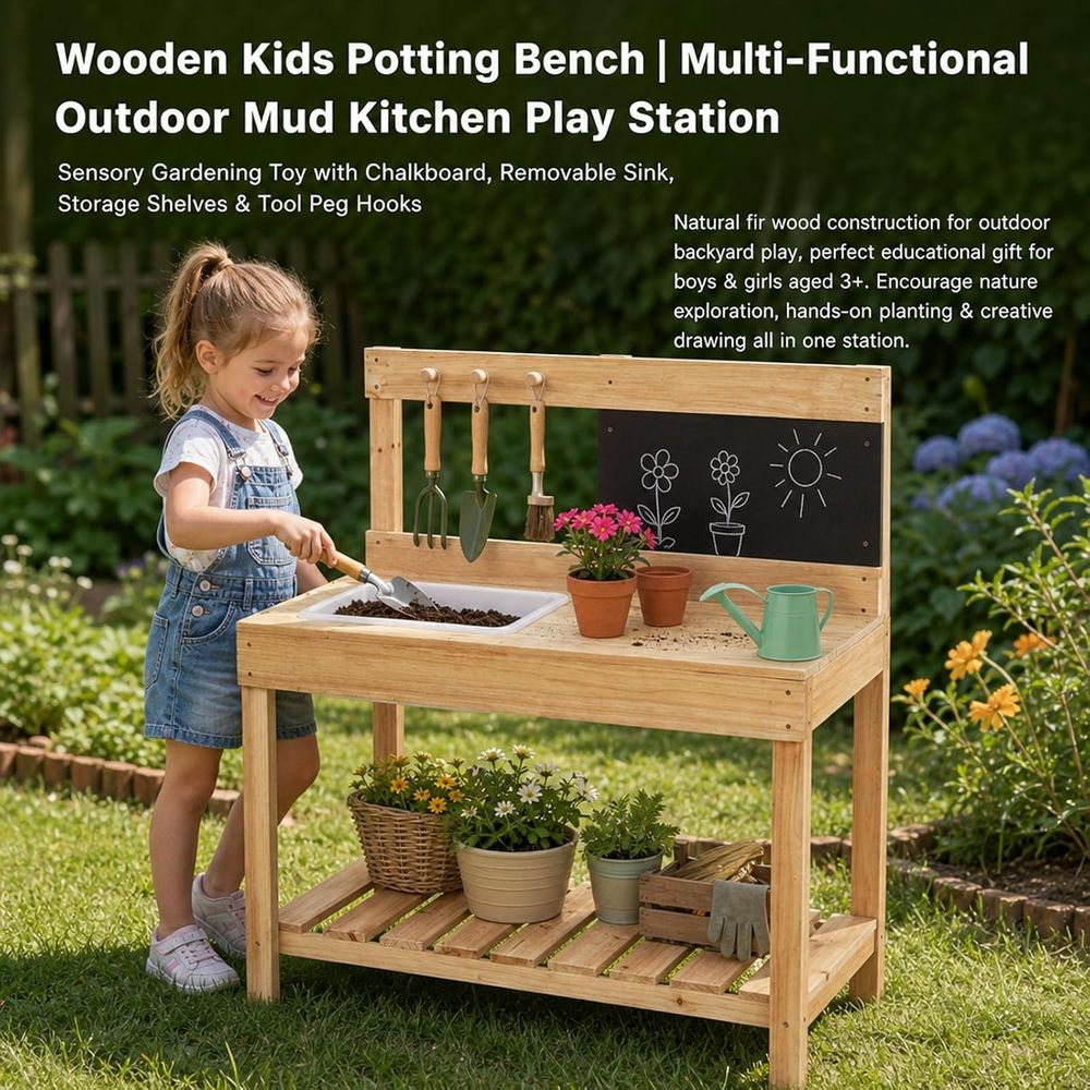 Meja Kerja Kayu Anak untuk Ber - Kids Outdoor Mud Table ulasan dan harga