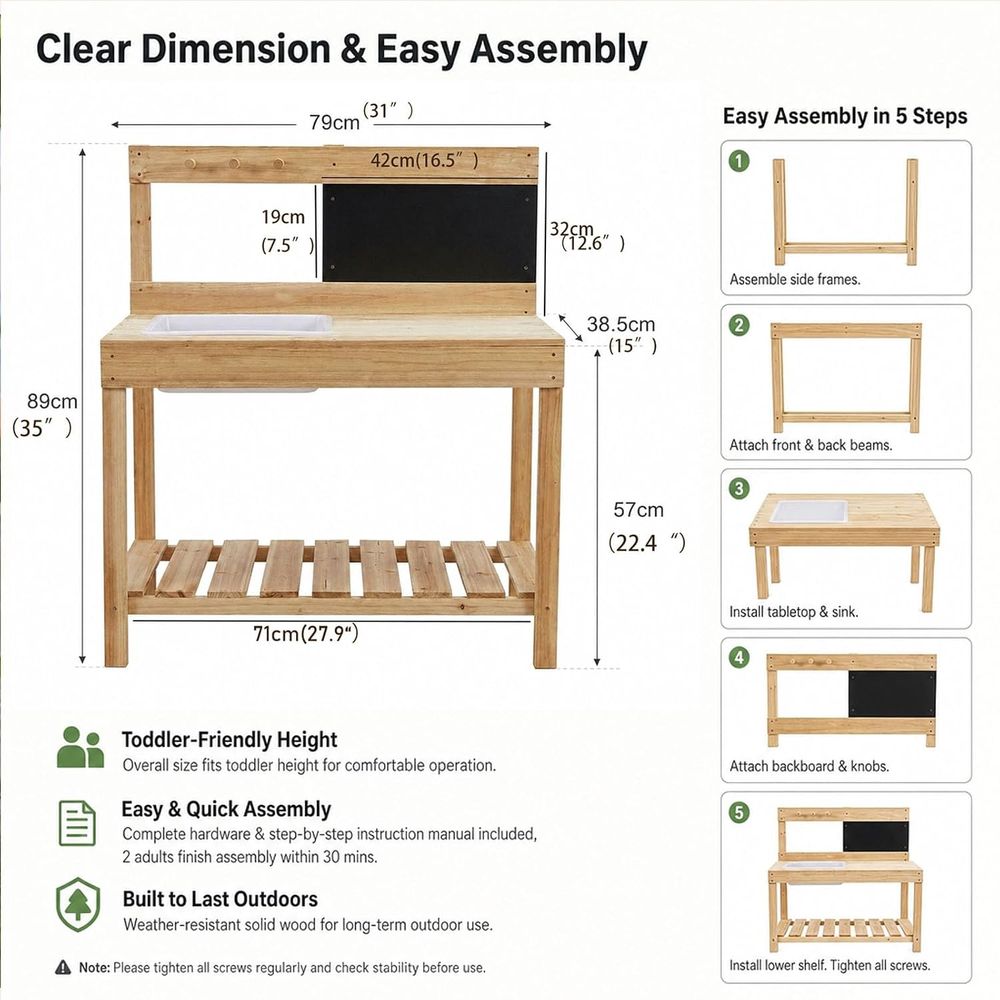 Meja Kerja Kayu Anak untuk Ber - Kids Outdoor Mud Table ulasan dan harga