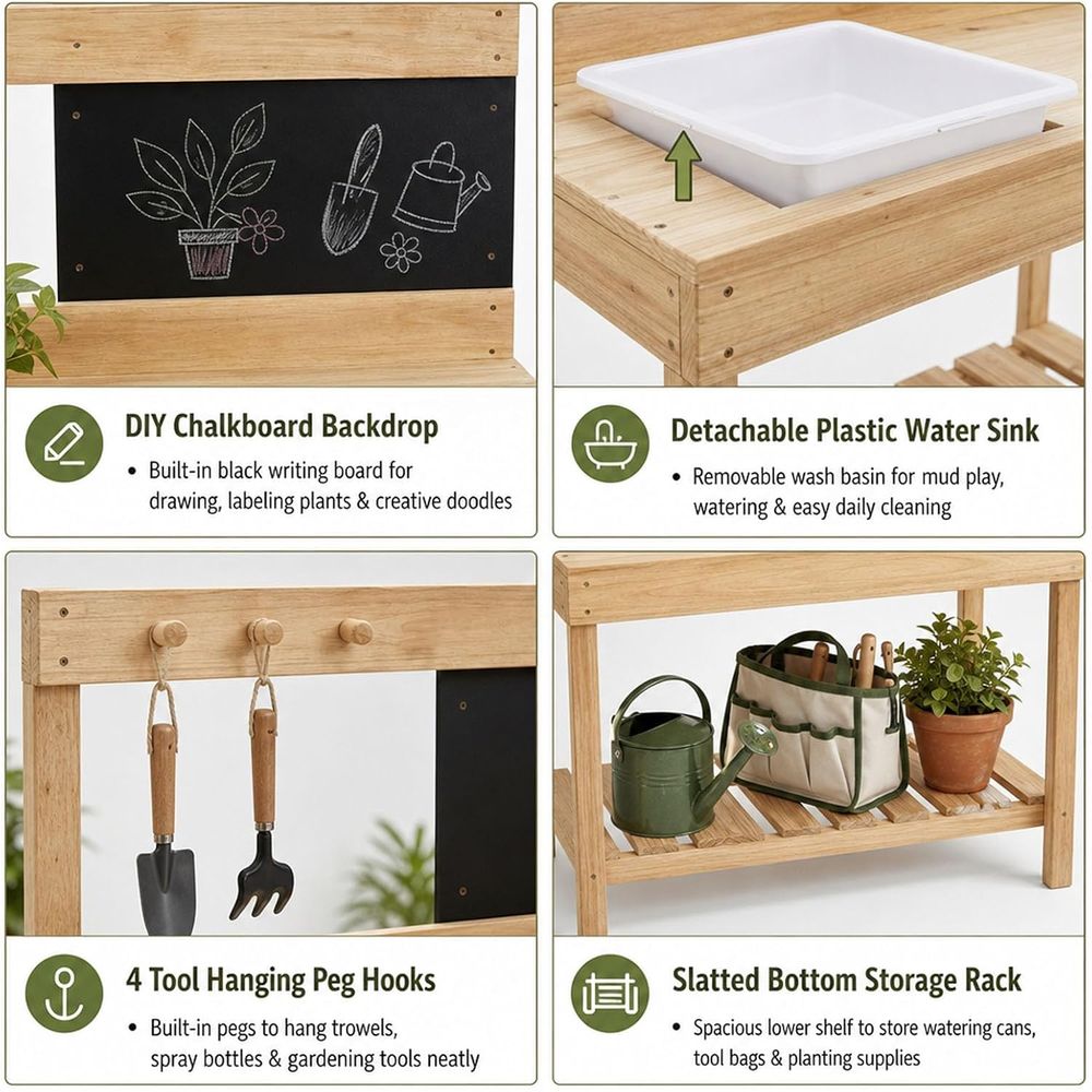 Meja Kerja Kayu Anak untuk Ber - Kids Outdoor Mud Table ulasan dan harga