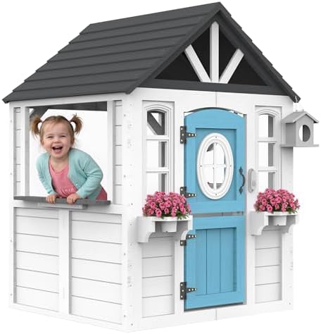 Rumah Bermain Anak dari Kayu d - Kids Outdoor House With Kitchen ulasan dan harga