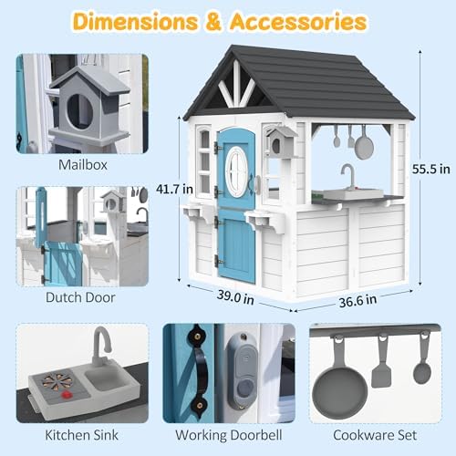 Rumah Bermain Anak dari Kayu d - Kids Outdoor House With Kitchen ulasan dan harga