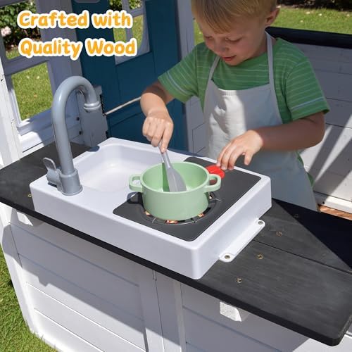 Rumah Bermain Anak dari Kayu d - Kids Outdoor House With Kitchen ulasan dan harga